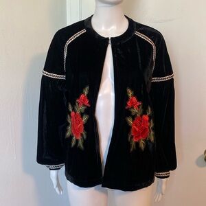 Elodie anthropologie velvet floral rose cardigan m